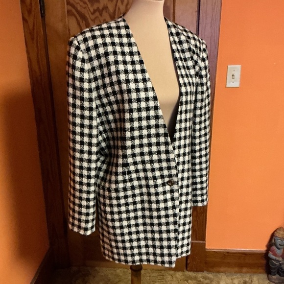 Vtg 90s Chaus Sparkly Houndstooth blazer - Picture 10 of 13